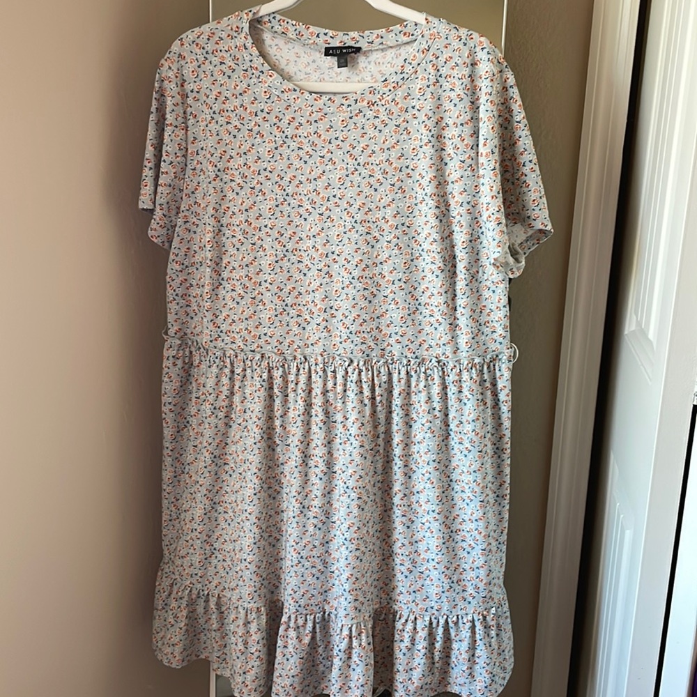 Blue and orange floral dress